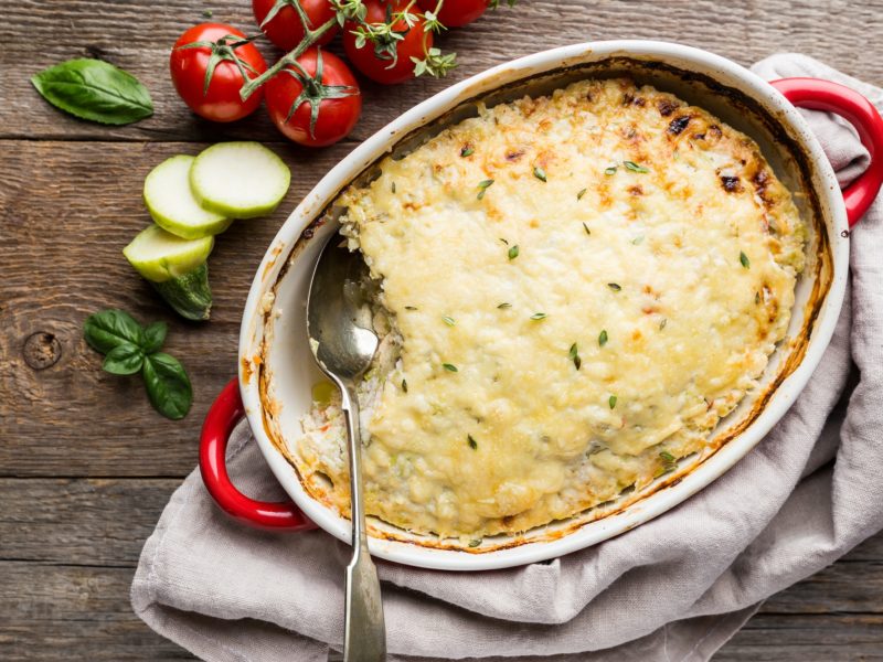 Casserole with chicken and zucchini