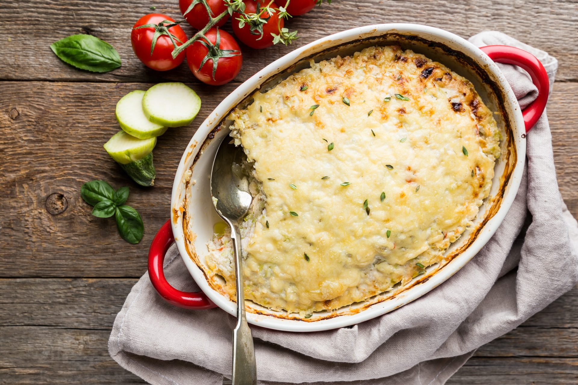 Casserole with chicken and zucchini