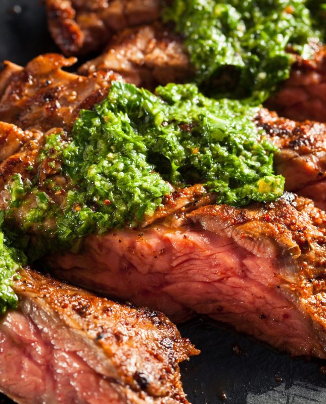 Homemade Cooked Skirt Steak with Chimichurri