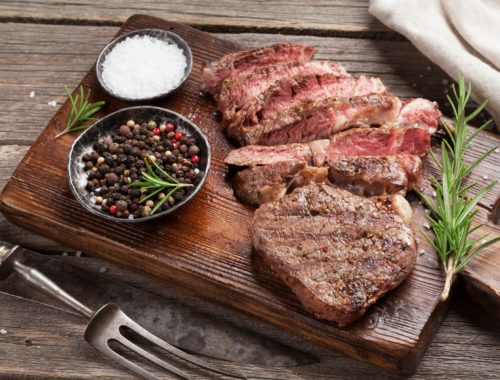 Grilled beef steak with spices