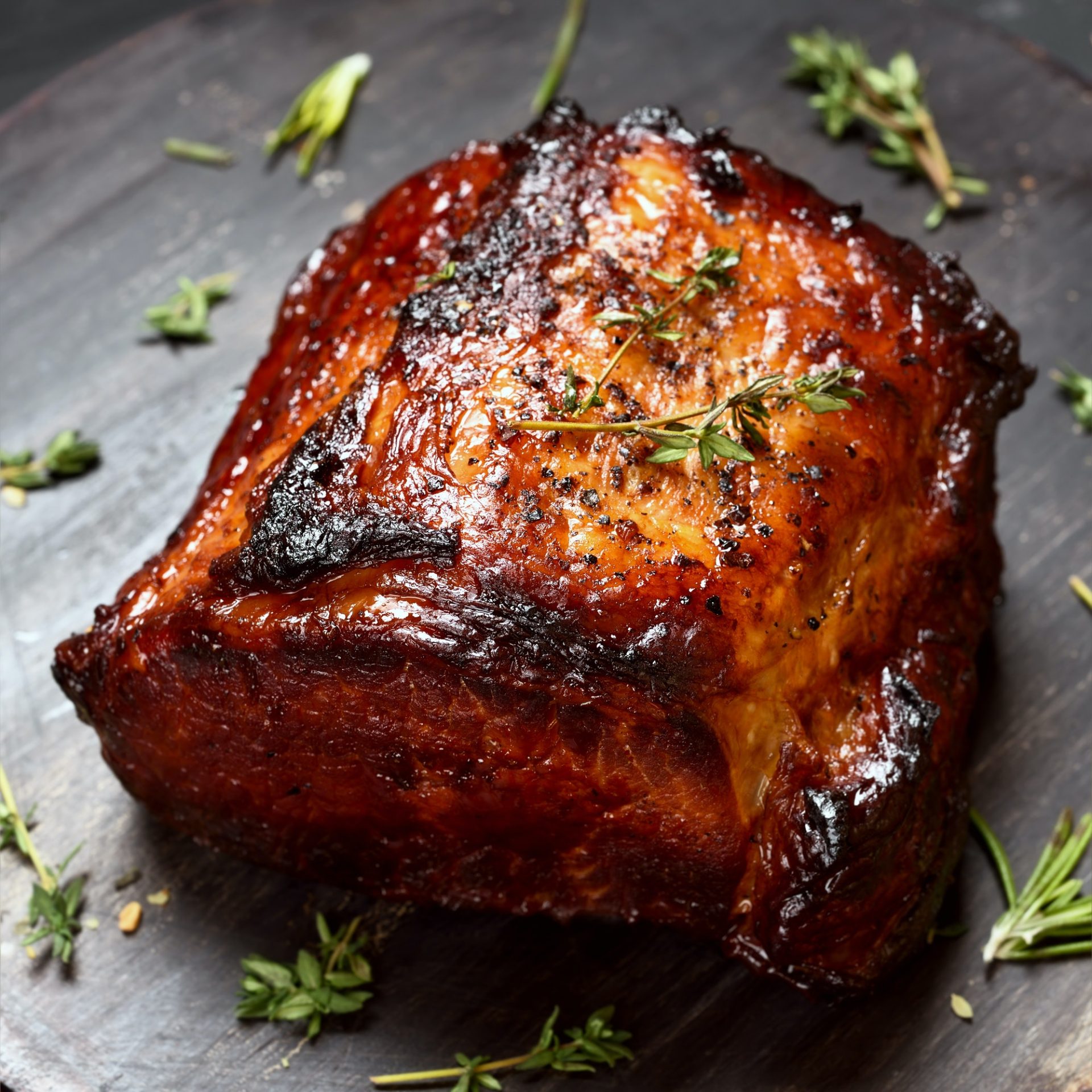 Grilled pork on wooden board