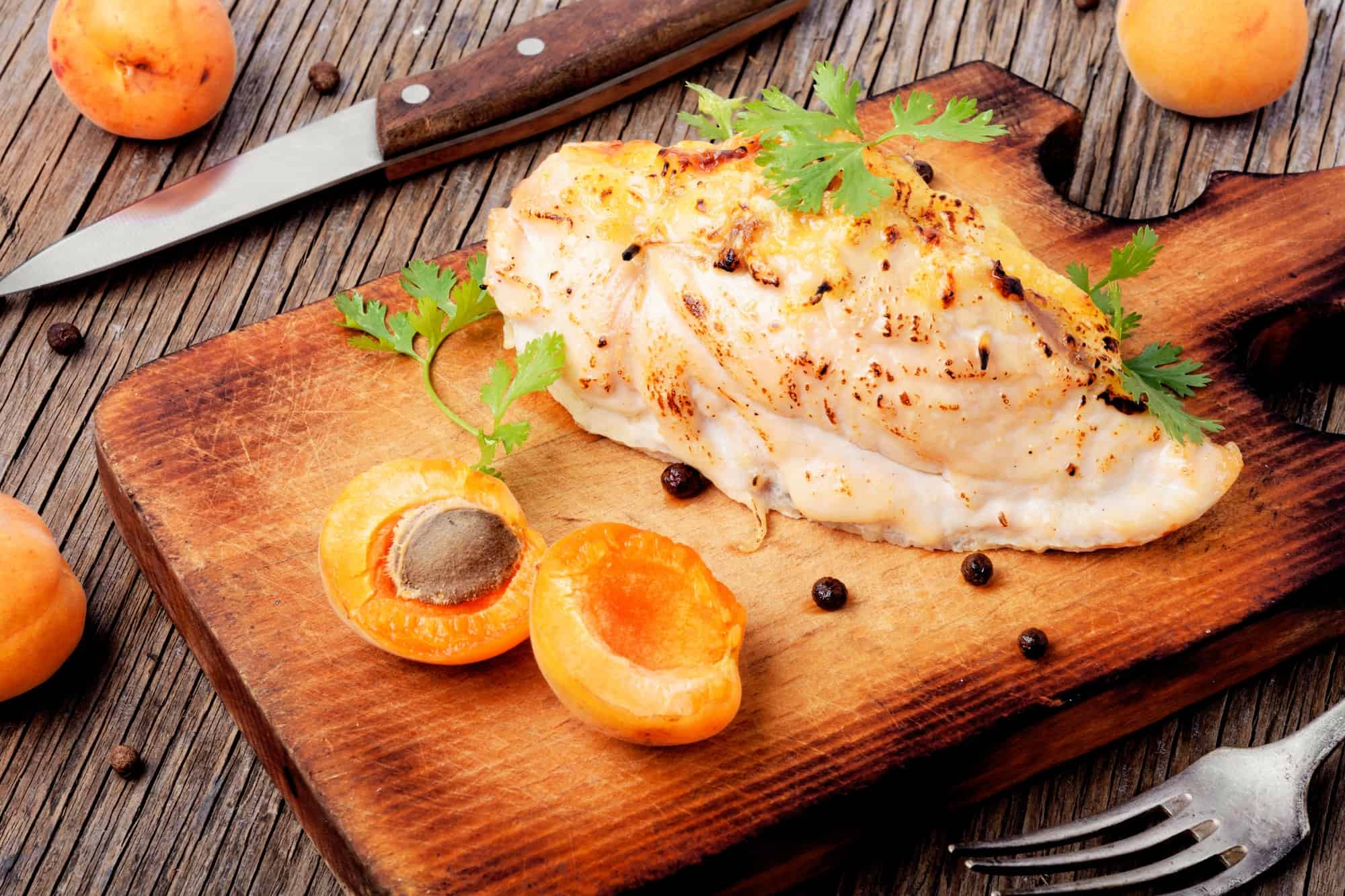 Chicken breasts cooked with apricot