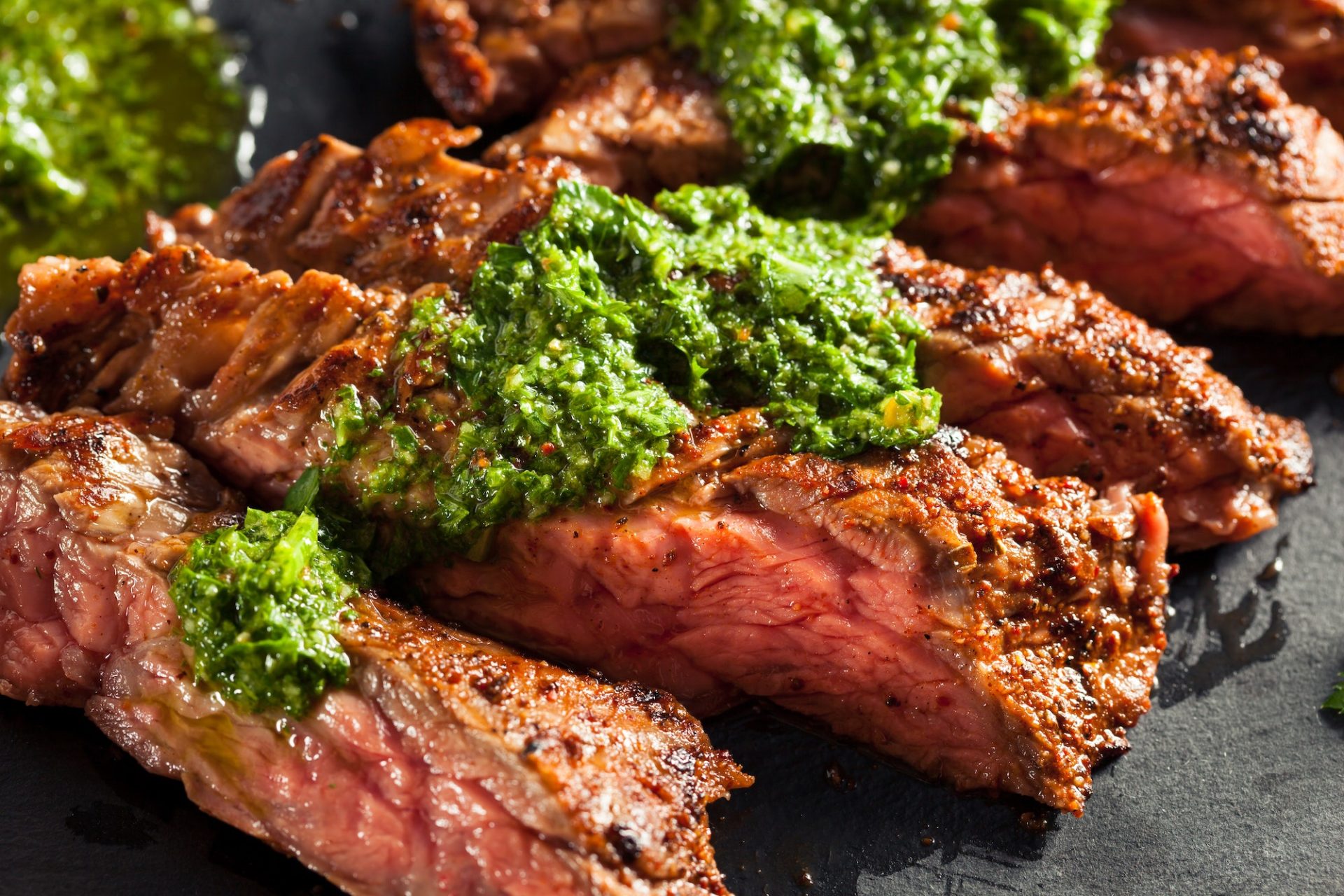 Homemade Cooked Skirt Steak with Chimichurri