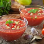 Tomato gazpacho soup with pepper and garlic